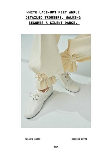 Chaussure à lacets en cuir souple - Blanc de Zara