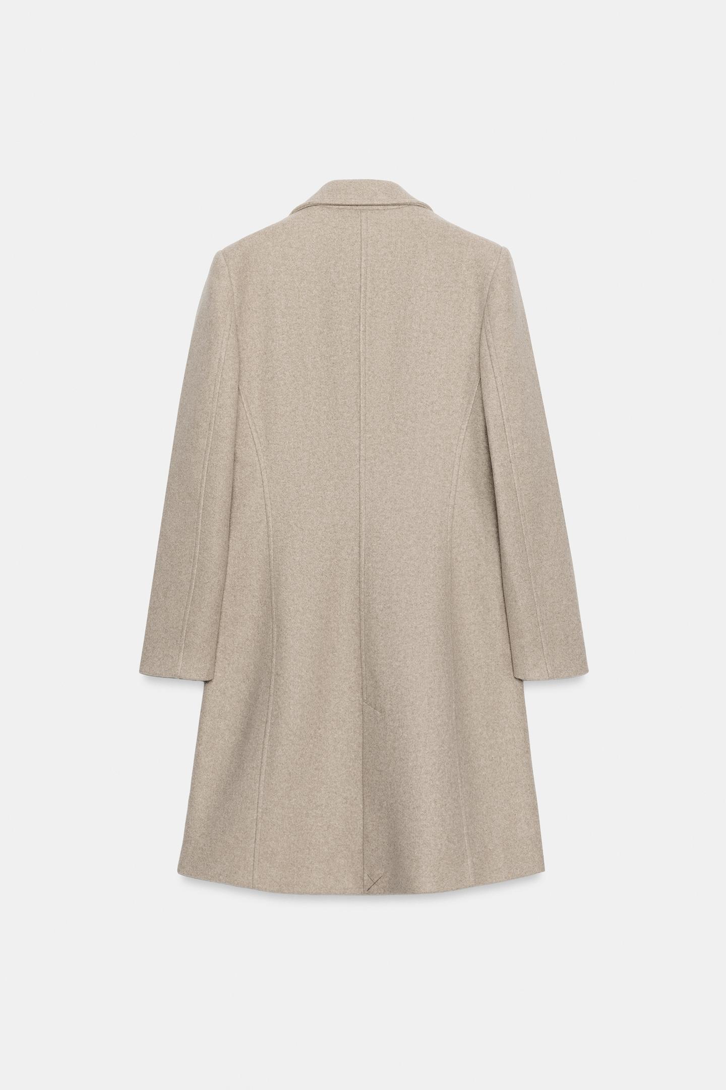 Женское пальто Zara Soft Shoulder Padded, цвет: Бежевый — фото 7