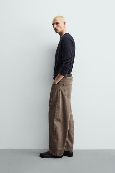 BARREL FIT TROUSERS - Brown by Zara - Image 3