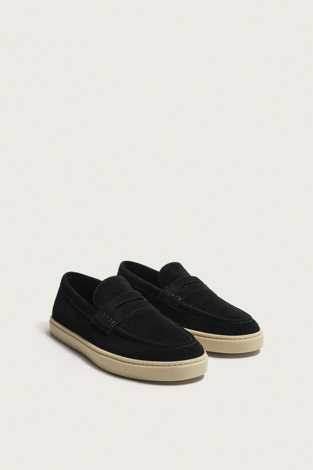 CASUAL LEATHER LOAFERS — Black