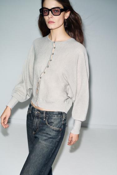 WRAP KNIT CARDIGAN - Stone by Zara