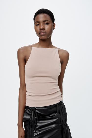 ТОП С ВЫРЕЗОМ ХАЛТЕР — ТЕЛЕСНО-РОЗОВЫЙ от Zara — изображение 0