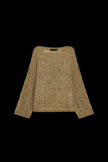 Zara RIBBED KNIT SWEATER - Khaki - Image 0