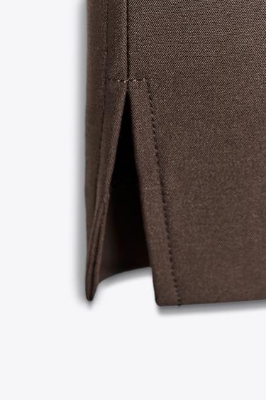 TROUSERS WITH VENT ON THE HEM - Brown by Zara - Image 9