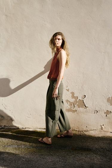 TOP SATINÉ ET DRAPÉ - Curry de Zara - Image 2