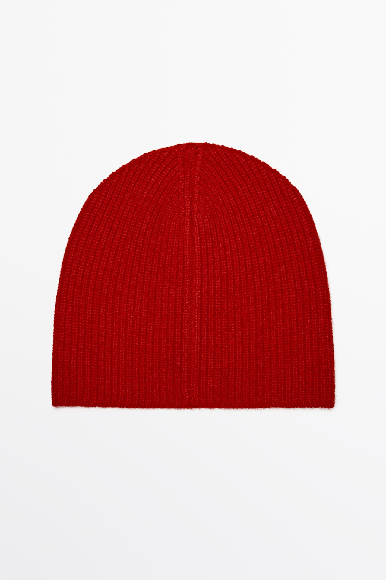 100% cashmere knit beanie — Red
