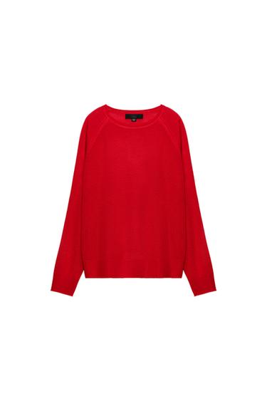 Zara BASIC KNIT JUMPER - Intense red