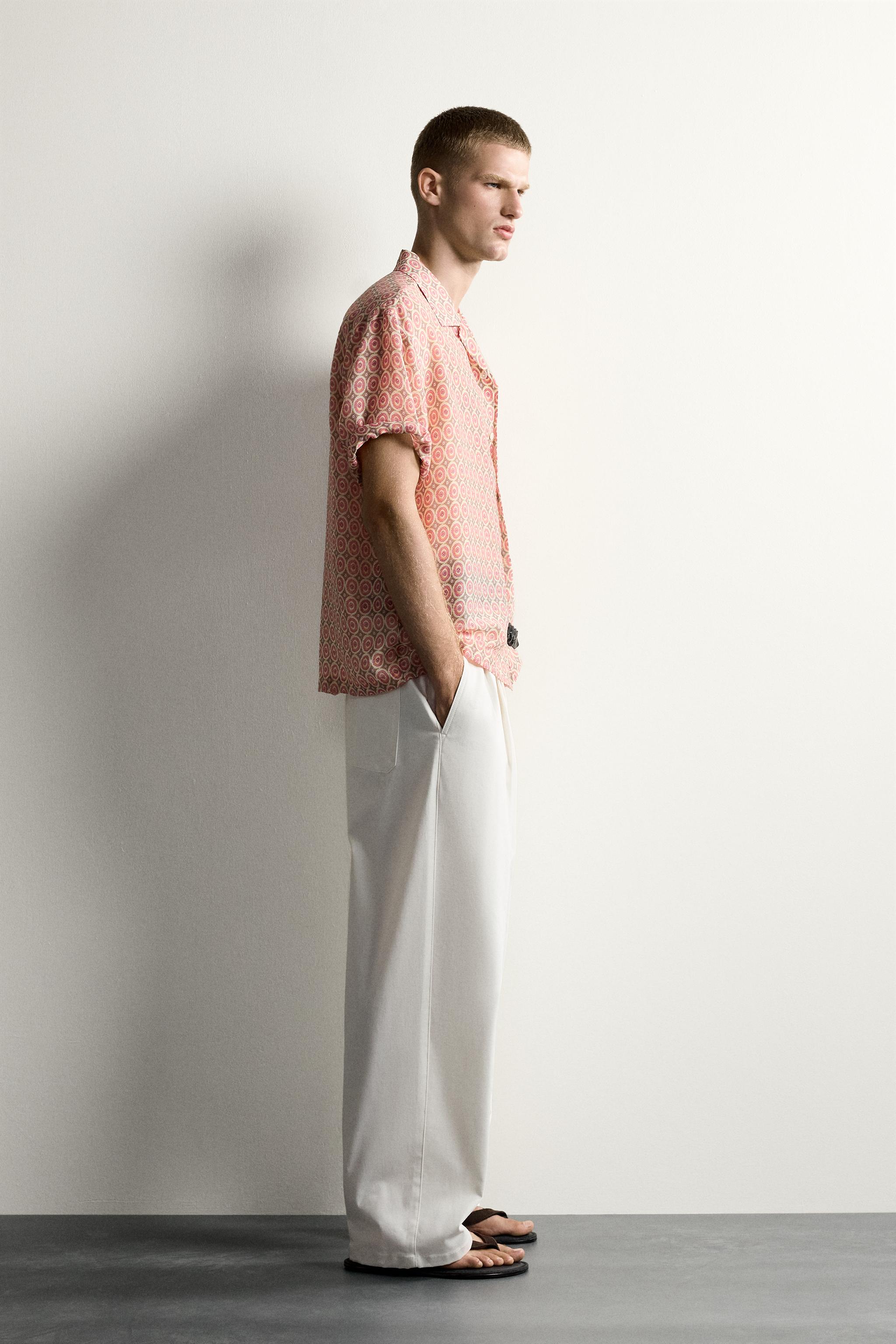 Мужские рубашки Zara GEOMETRIC PRINT FLOWY SHIRT — фото 4