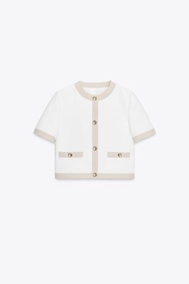 КОМБИНИРАН БЛЕЙЗЪР С КЪС РЪКАВ - Мръснобял от Zara