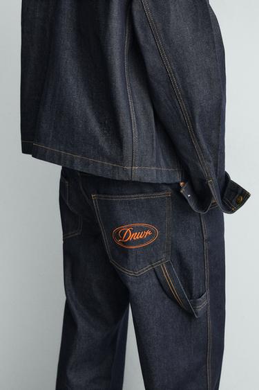EMBROIDERED LOOSE FIT JEANS - Indigo by Zara - Image 4