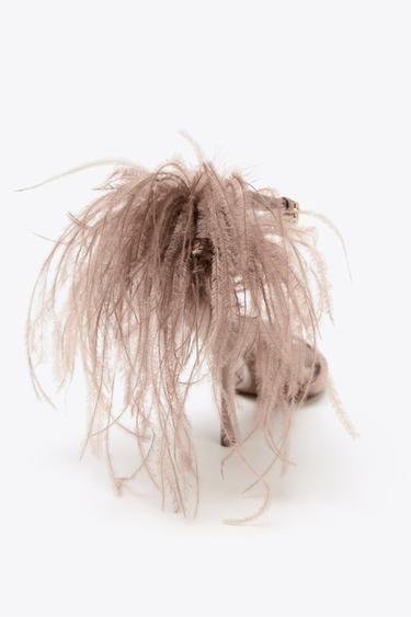 FEATHER HIGH-HEEL SANDALS - Beige by Zara - Image 3