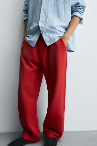 Zara SPRAY WASH PANTS - Red