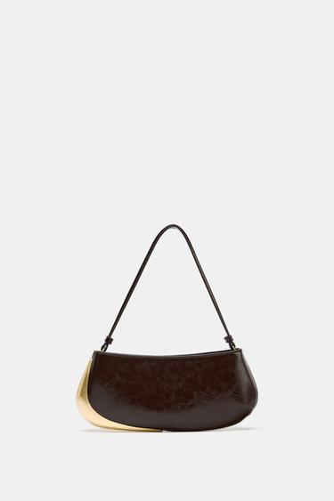 BOLSO DE HOMBRO DETALLE METÁLICO - Chocolate de Zara