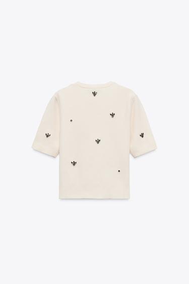 JEWEL BEAD KNIT TOP - Ecru by Zara - Image 2