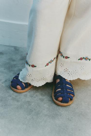 LEATHER CAGE SANDALS - Blue by Zara