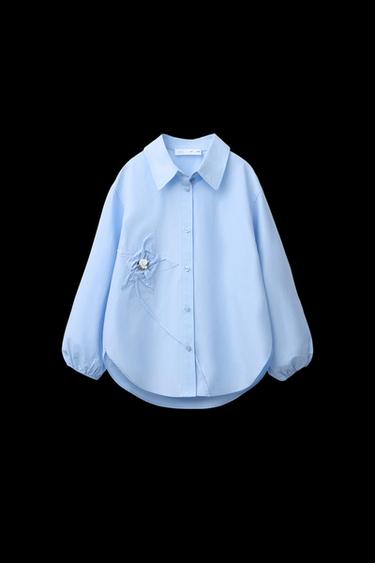 FLORAL SHIRT - Mid-blue by Zara - Image 0