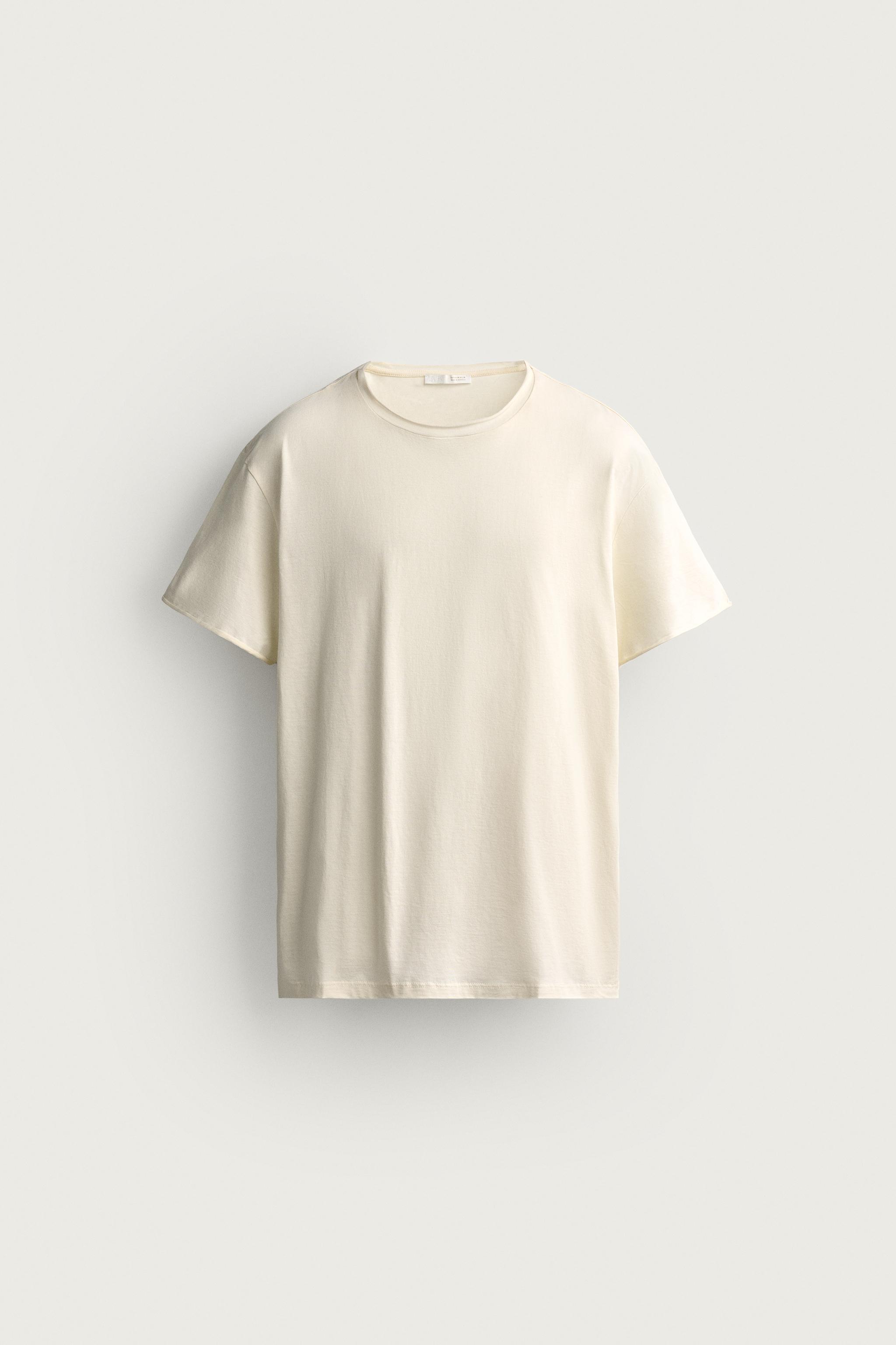 BASIC IRREGULAR FINISH T-SHIRT — Ecru
