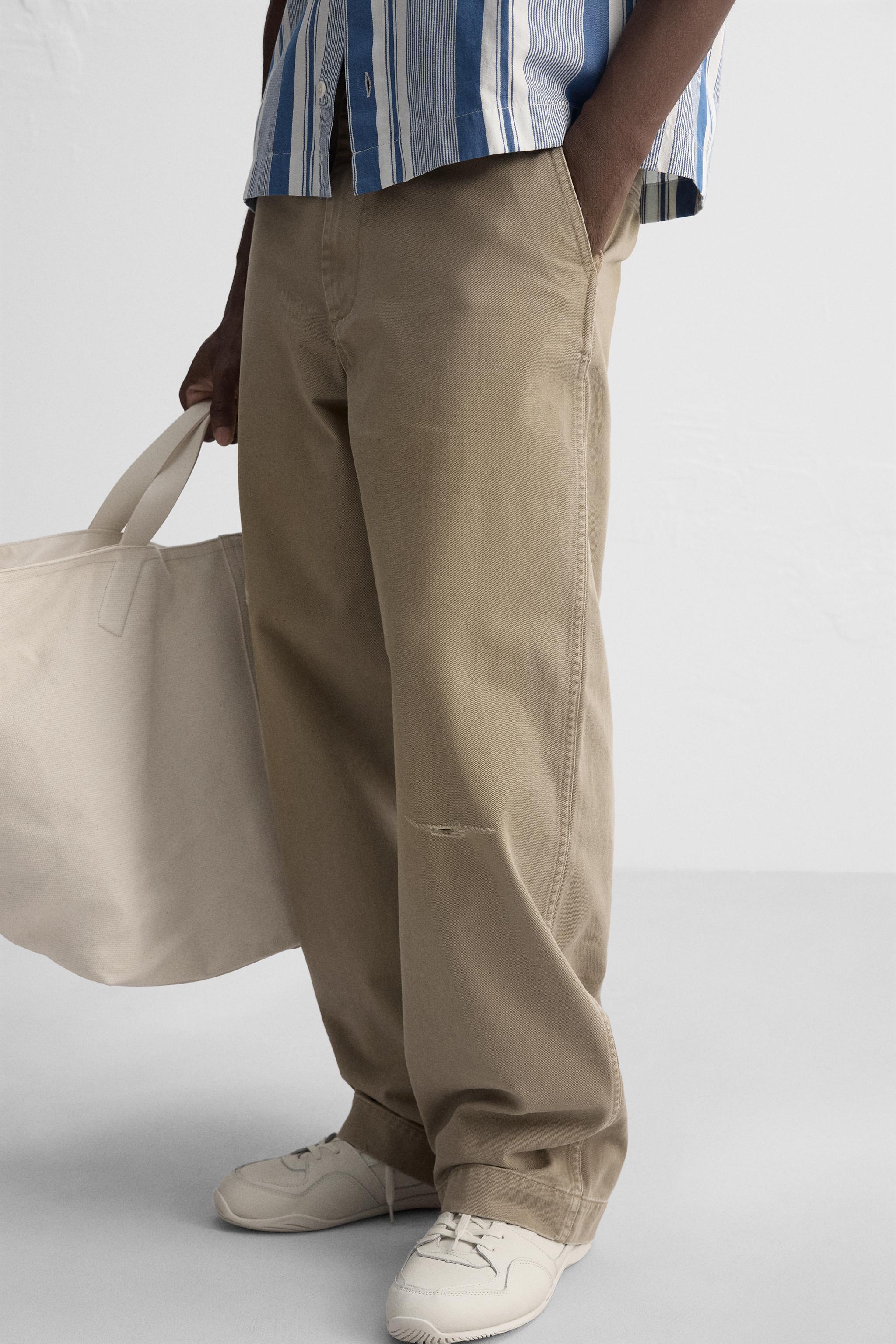 WIDE FIT CHINO TROUSERS