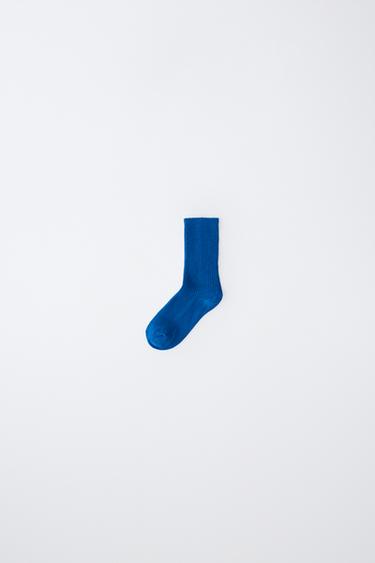 STORIESZ - CHAUSSETTES MI-HAUTES AVEC LAINE ET CACHEMIRE - Bleu roi de Zara - Image 0
