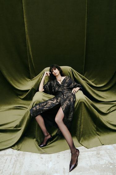 VESTITO MIDI DRAPPEGGIATO FOIL - Nero di Zara