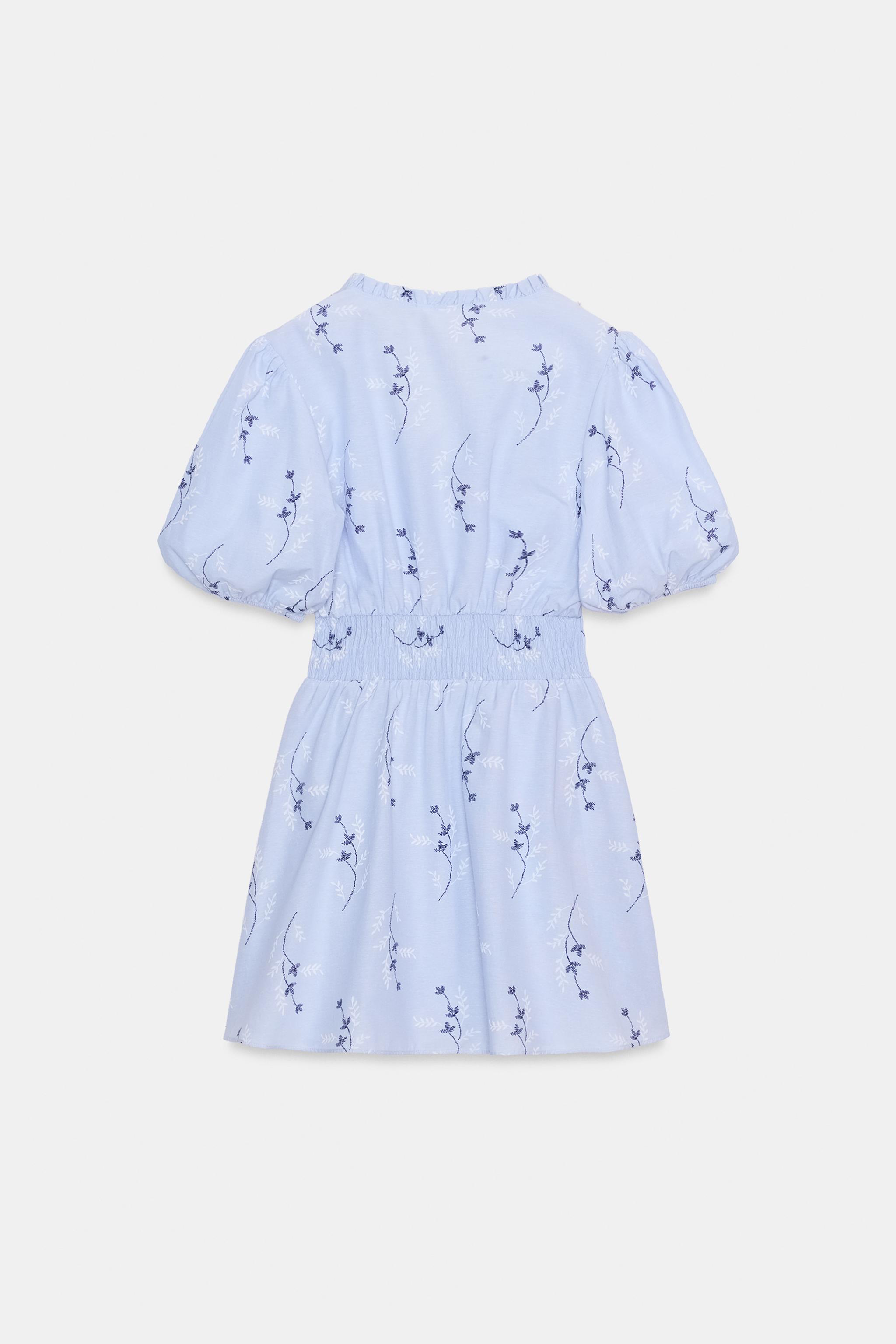 EMBROIDERED PRINTED DRESS - Blue / White | ZARA United States EMBROIDERED PRINTED DRESS - Blue / White | ZARA United States