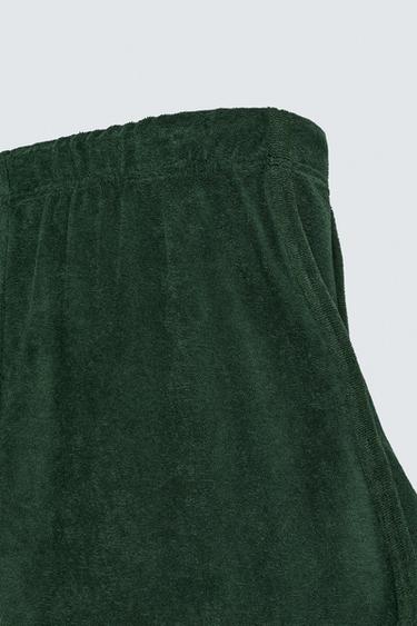 TOWELLING SHORTS - Bottle green by Zara - Image 9