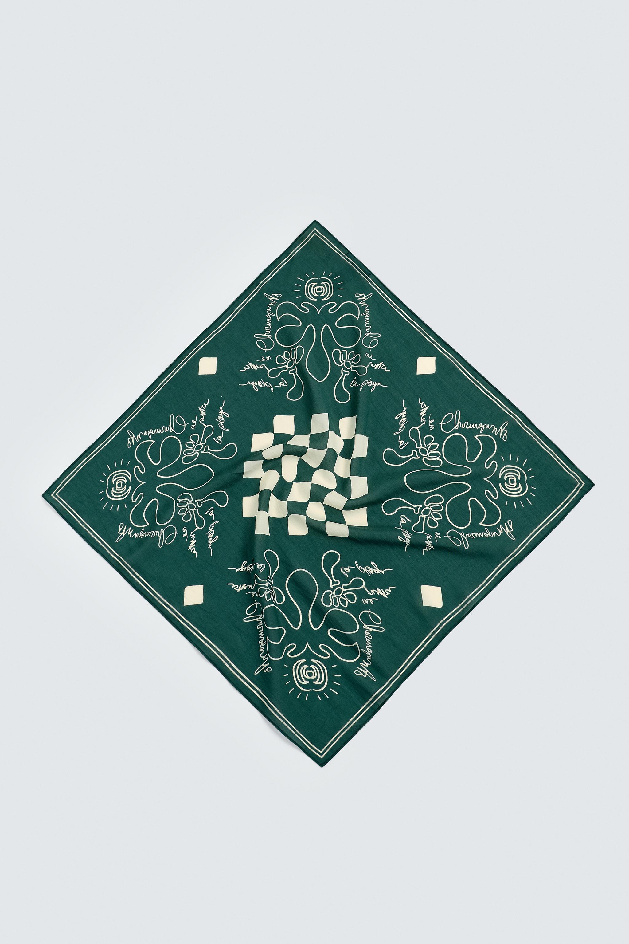 小物 AT LAST BANDANA CONTRAST PRINT BANDANA - Gray / Blue | ZARA Canada