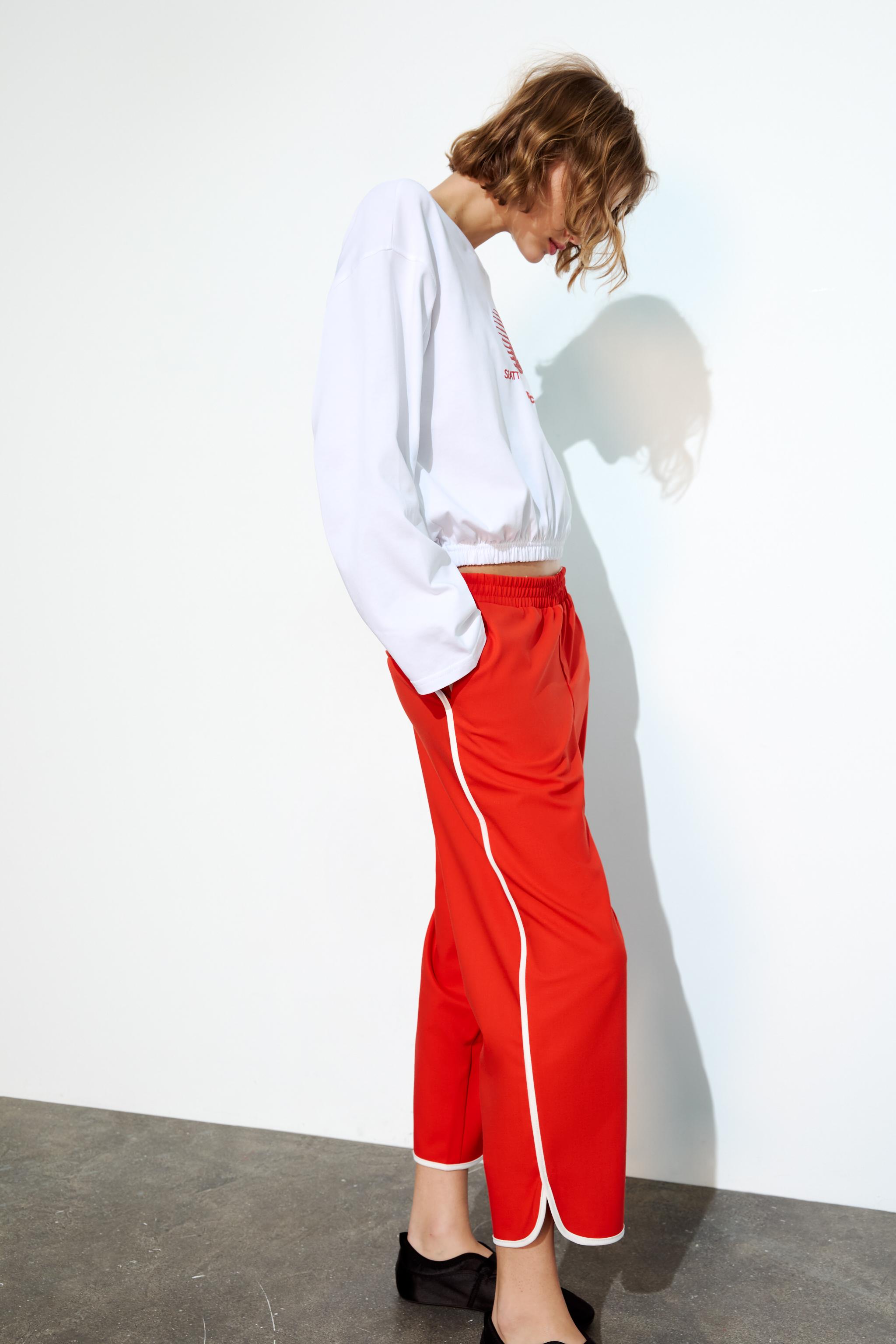 Zara red striped sales pants