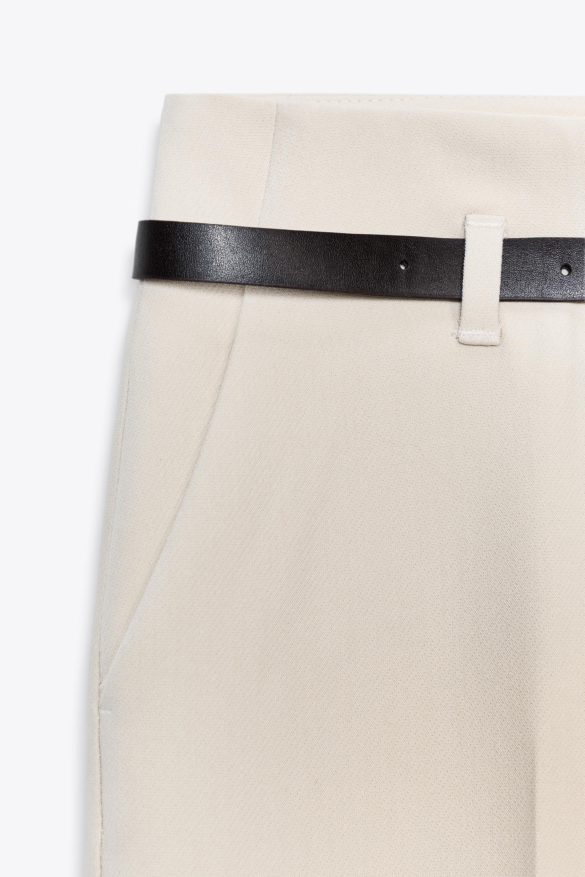 BELTED CUFFED HEM PANTS