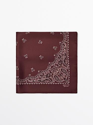 Zara Paisley print 100% silk bandana - white