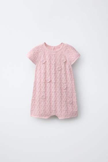 CUTWORK KNIT PLAYSUIT - Light pink by Zara