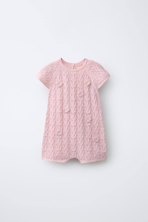 MONO CORTO PUNTO CALADOS - Rosa claro de Zara - Imagen 0