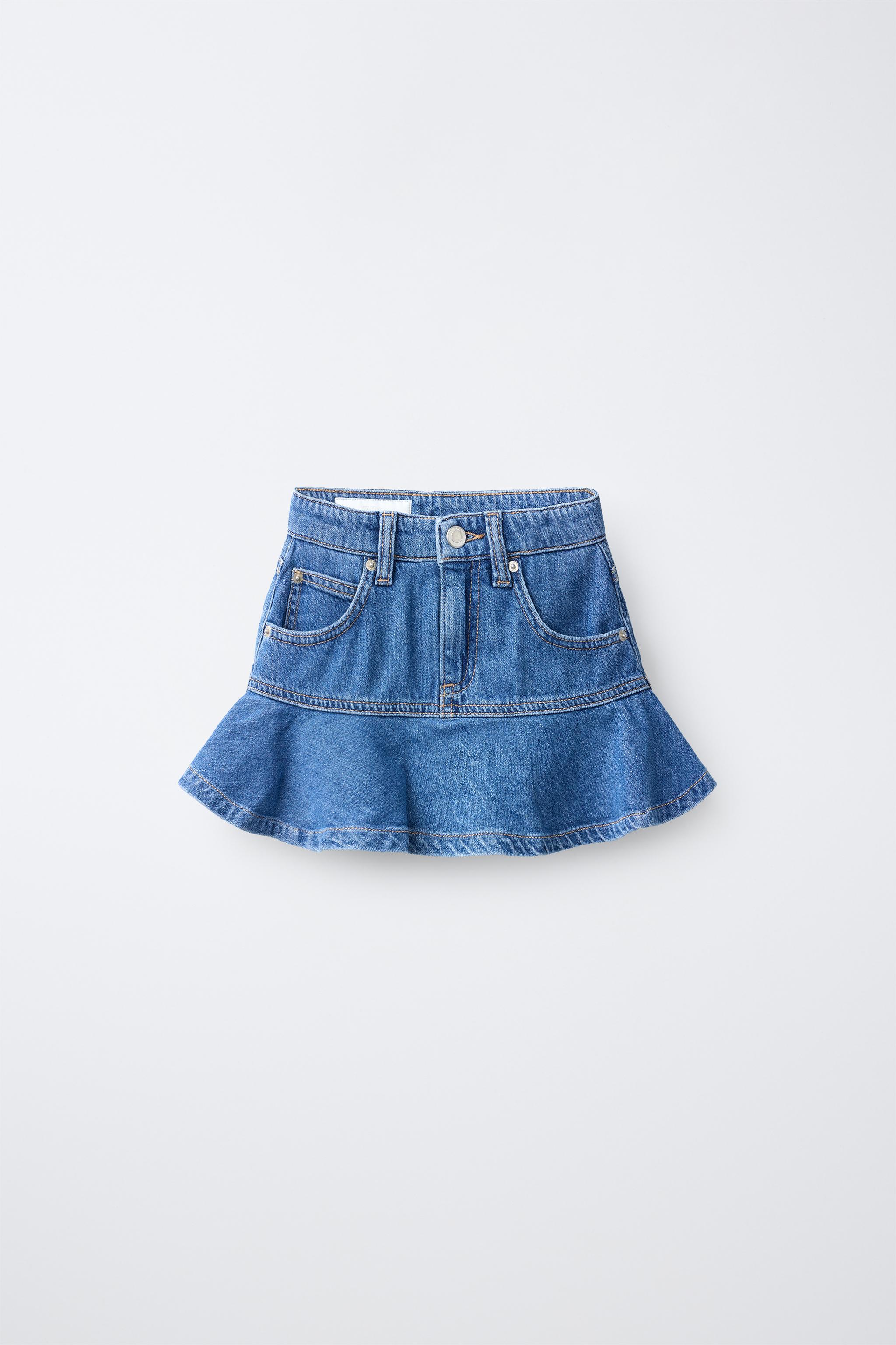 RUFFLED DENIM SKIRT - Blue | ZARA South Africa