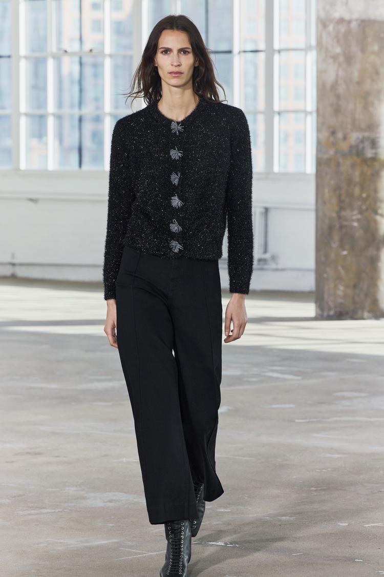 メタリックスレッド ニットカーディガン - ブラック | ZARA Japan / 日本 