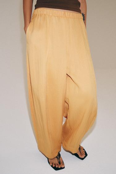 ZW COLLECTION FLOWING BARREL TROUSERS - Peach by Zara