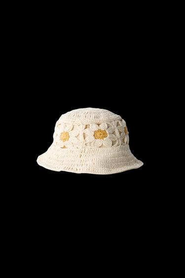 CROCHET FLOWER BUCKET HAT - Sand by Zara - Image 0
