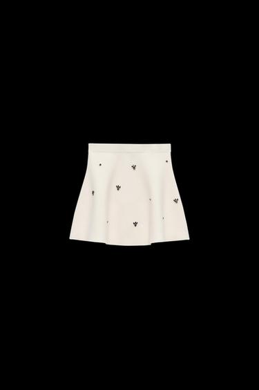 JEWEL BEAD KNIT SKIRT - Ecru by Zara - Image 0
