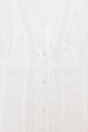 POPLIN SHIRT WITH RUFFLES - White by Zara