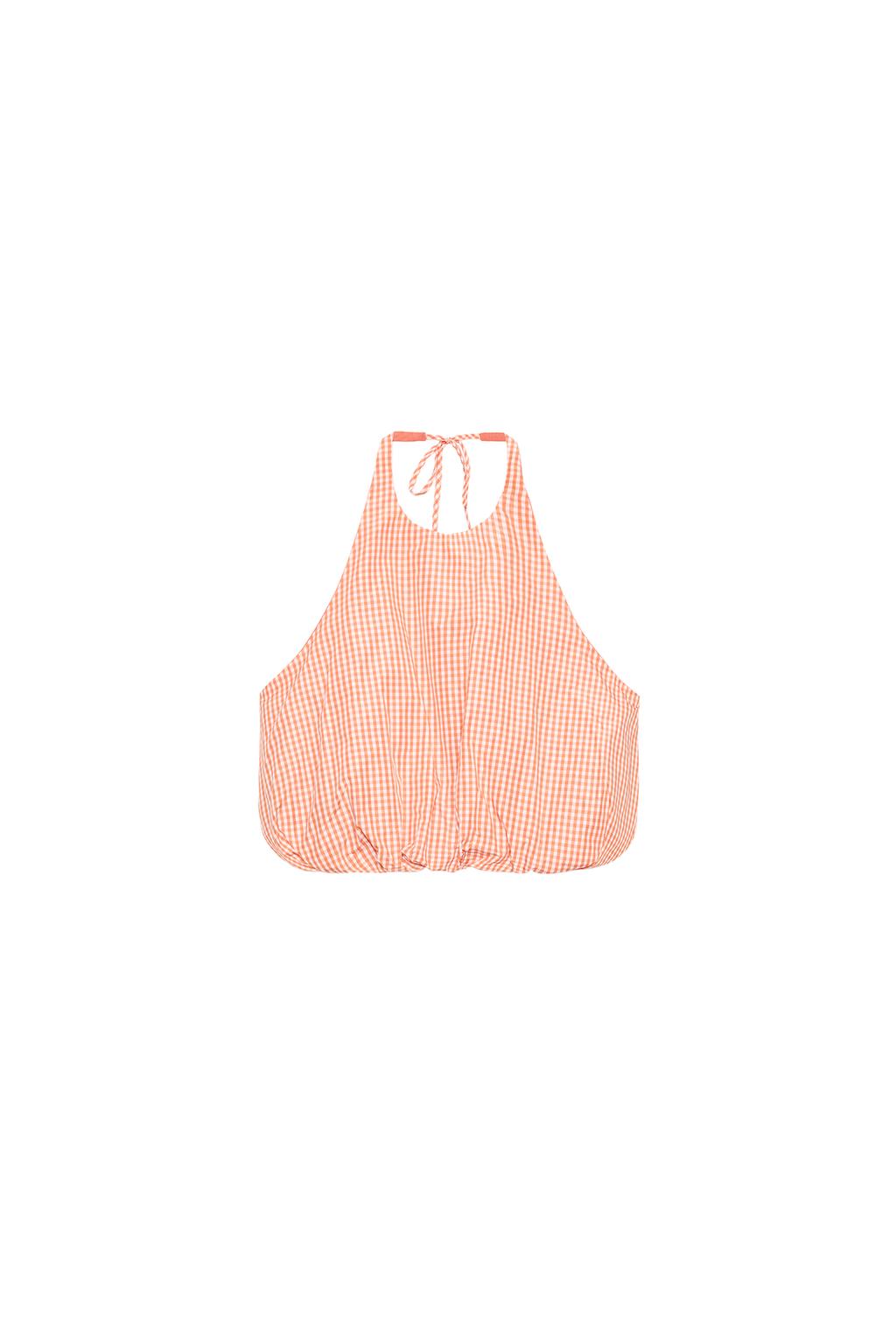 GINGHAM BALLOON HALTER TOP - image 3