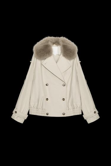 Zara ZW COLLECTION WATER REPELLENT SHORT TRENCH COAT - Ecru - Image 0