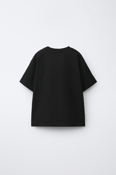 EMBOSSED SHAPE T-SHIRT - Black by Zara - Image 1