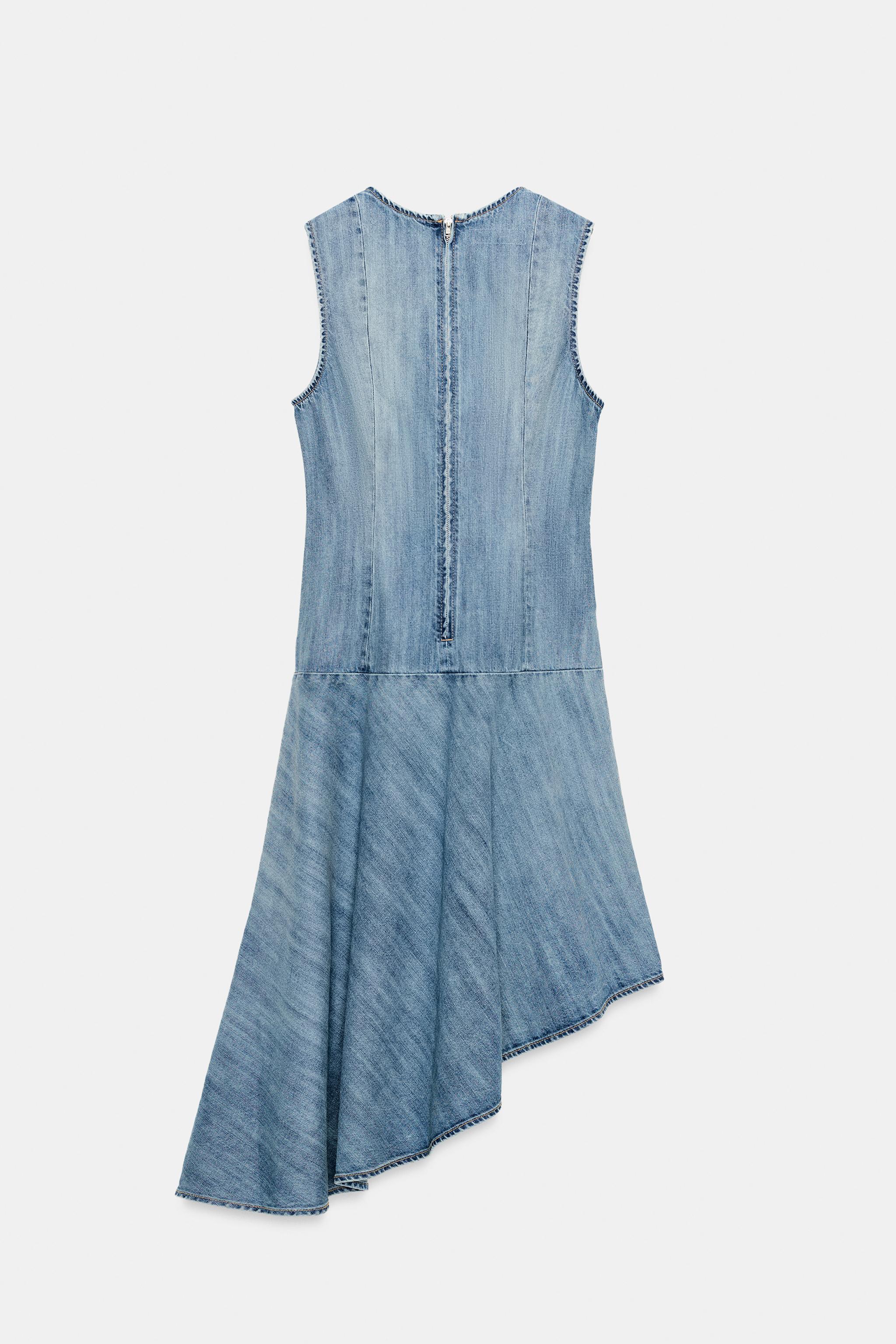ASYMMETRIC TRF DENIM DRESS