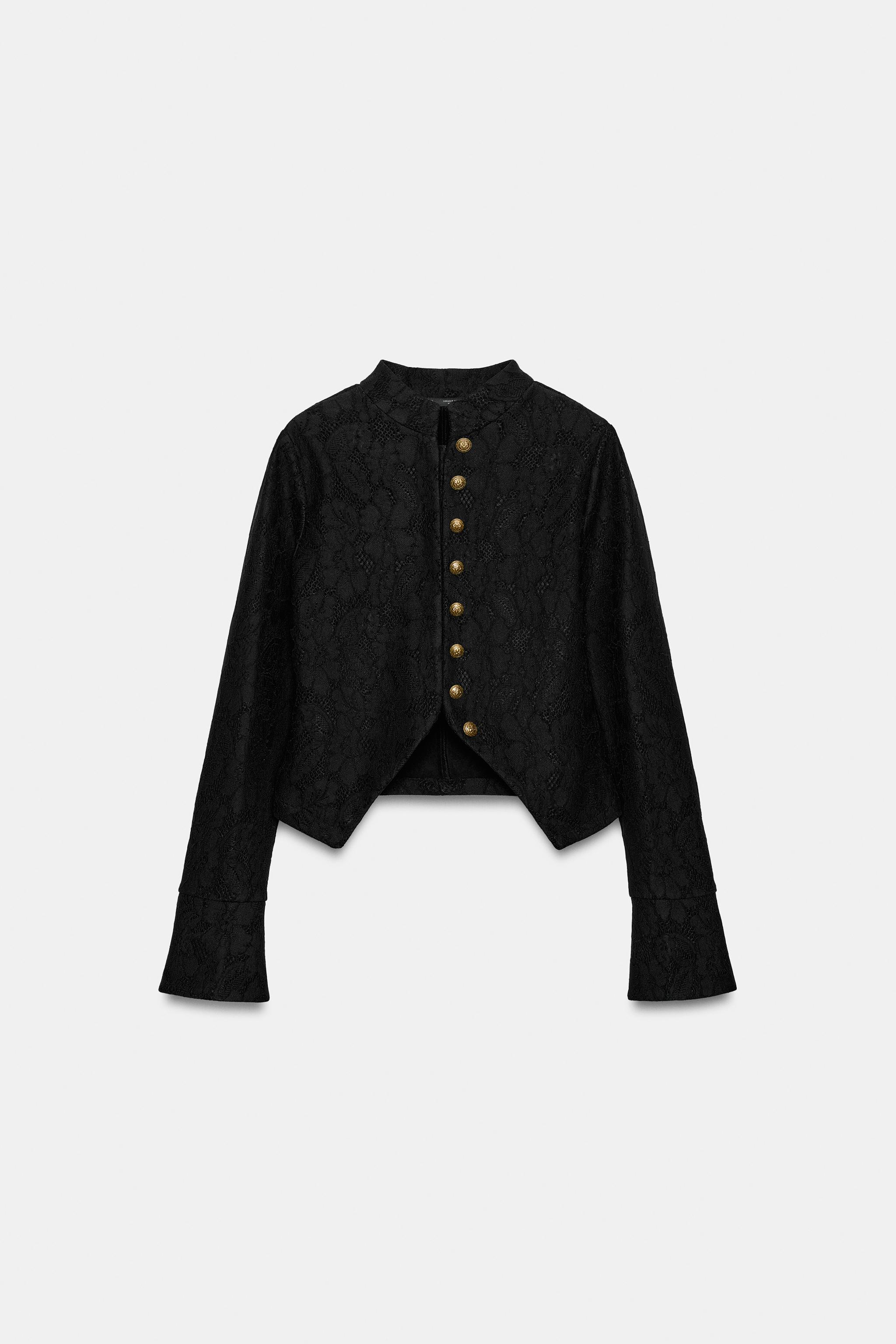 VESTE EFFET DAIM EN DENTELLE