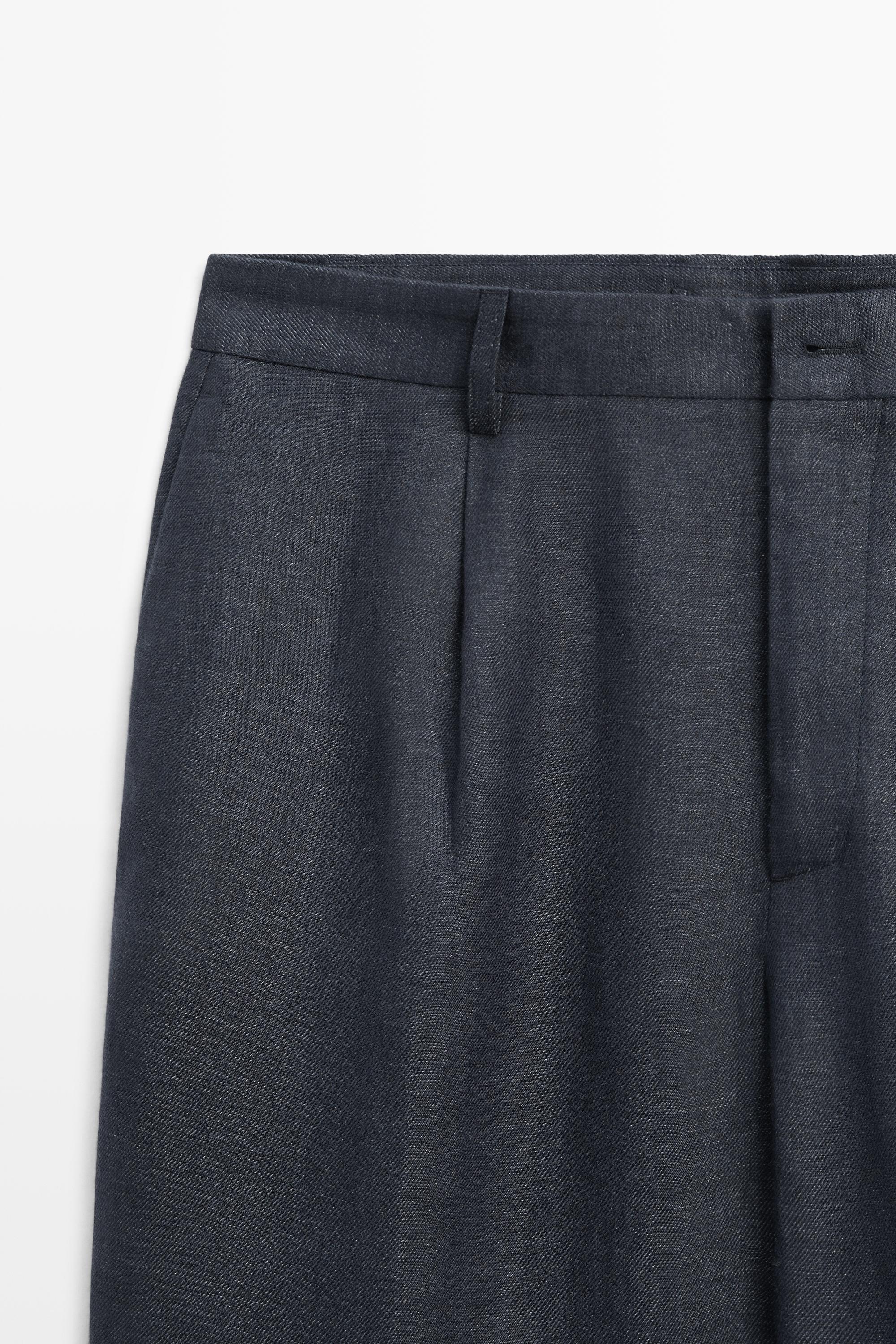 100% linen total look melange trousers