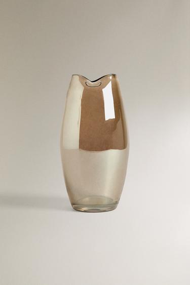 Zara 閃亮玻璃高花瓶 - 金黃色