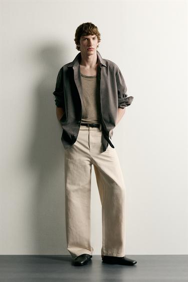 COTTON/LINEN RELAXED FIT TROUSERS - Beige by Zara - Image 0