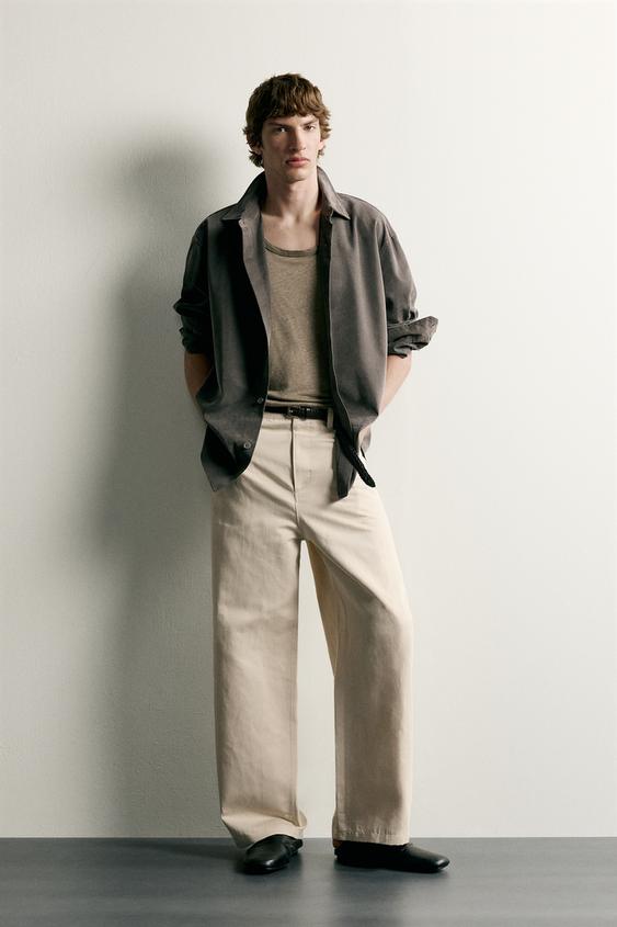 COTTON/LINEN RELAXED FIT TROUSERS - Beige by Zara - Image 0