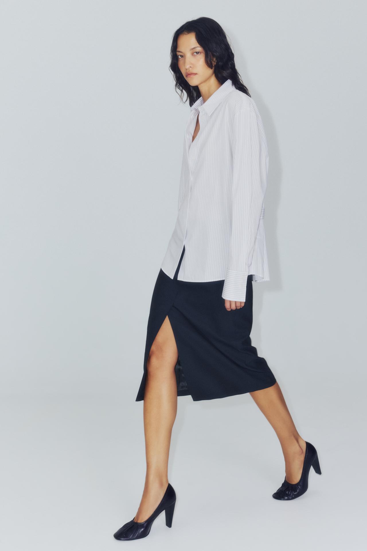 ZW COLLECTION STRIPED SHIRT WITH WAIST TABS — White