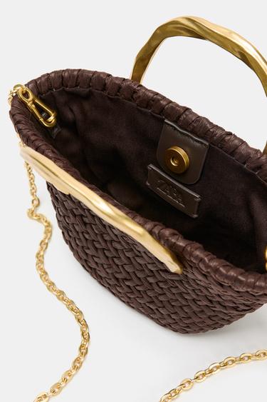 MINI SAC CABAS DÉTAIL ANSE MÉTALLIQUE - Chocolat de Zara - Image 4
