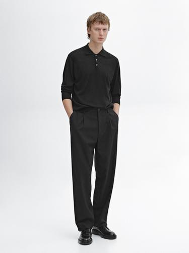 Zara 100% merino wool knit sweater with polo collar - Black - Image 0